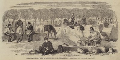 Frans artilleriekamp aan de rand van Alessandria door Frank Vizetelly